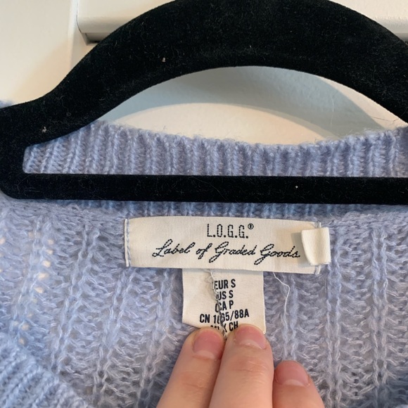 L.O.G.G. Oversized Light Blue Cable Knit Sweater - Picture 2 of 2